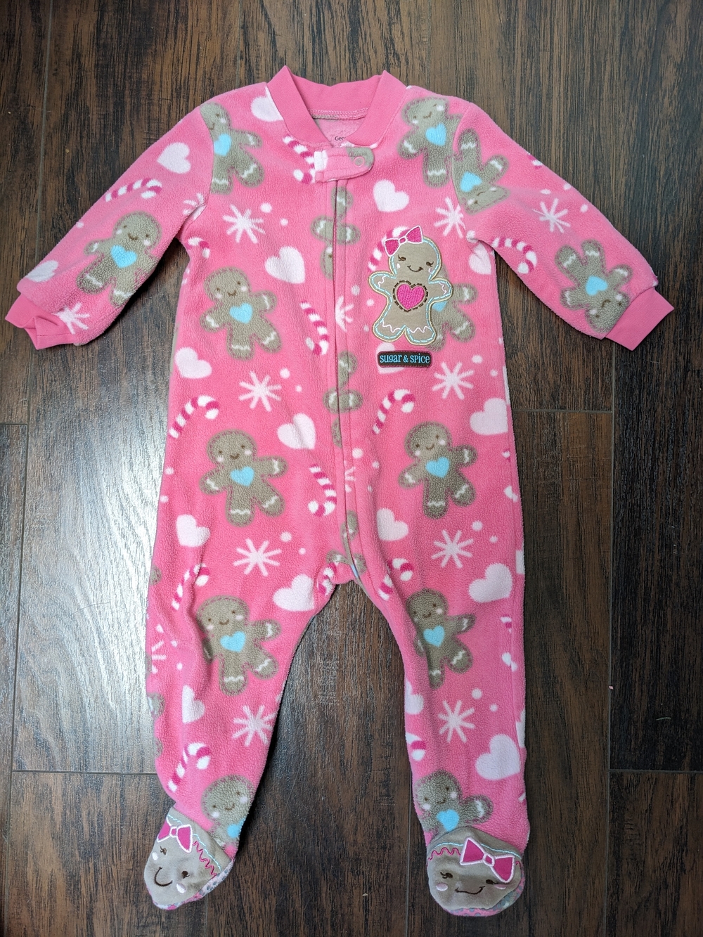 George Pink Gingerbread Print Fleece Footed One-Piece